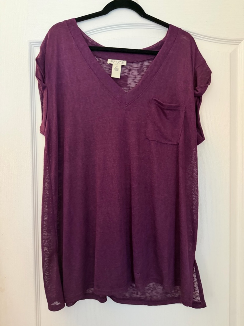 Fiesta Plum V-Neck Pocket Tunic Top